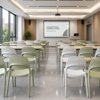 Chaises en plastique empilables pour conférences commerciales, directement de l'usine, pour salles de séminaire et de conférence, approvisionnement en vrac 40HQ
