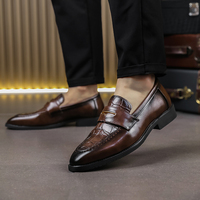 Chaussures habillées classiques italiennes bleues pour hommes, mocassins rouges pour mariage, bureau, affaires, chaussures formelles pour hommes