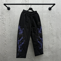 Pantalon de survêtement gothique pour homme, imprimé sur le côté, taille élastique avec cordon de serrage, coupe large et droite, style Y2K Hip Hop Streetwear décontracté