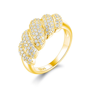2026 Heavy Twisted Rope Full <b>Diamond</b> S925 Sterling Silver Paved Moissanite Two Tone Closed Luxury Wide Band Ladies <b>Ring</b> - Product Image 1