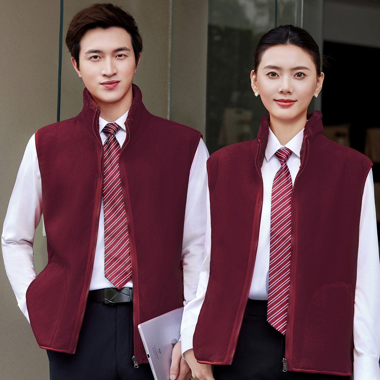 Double-sided fleece vest - Angolan red