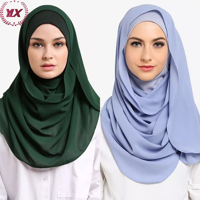 Black Plain Chiffon Tulle Headscarf for