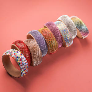 Bracelet souple élastique pour femme, accessoire de costume de danse orientale en soie/coton, coloré, brillant, orné de diamants - Product Image 2