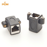 Acoplador de alimentación CAT5e RJ45 8P8C hembra a hembra, bloqueo de tornillo de mamparo, adaptador de montaje en Panel empotrado, enchufe Ethernet LAN