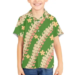 Summer Beach Unisex Kids Shirts Custom Melia Plumeria Lines Design Print Hawaiian Shirt For Child