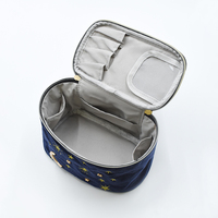 Sac de maquillage et cosmétiques personnalisé en velours écologique avec fermeture éclair, broderie, pompons et motif lune étoiles pour femme