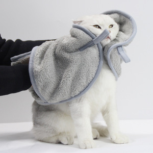 Serviette absorbante de qualité pour animaux de compagnie, en polaire corail, séchage rapide, gris, jaune, bleu, taille S - Product Image 3