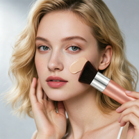 Pinceau de maquillage de haute qualité avec manche en plastique, pinceau de maquillage personnalisé avec logo, pinceau de mélange, poils synthétiques, crème, liquide, poudre, maquillage