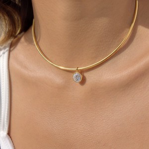 Collier ras du cou de luxe en acier inoxydable avec zircone cubique, plaqué or 18 carats PVD, pour femme - Product Image 5