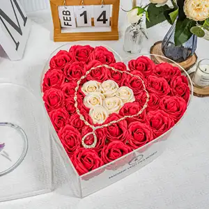 Unique Design Clear Acrylic Rose Gift Packaging Box With Transparent Lid For Fresh And Preserved Flowers