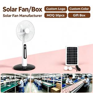 Ventilateur LED tendance à refroidissement par air, ventilateur solaire mécanique pour camping, lampe solaire, ventilateur à charge solaire, lampe de camping solaire - Product Image 1