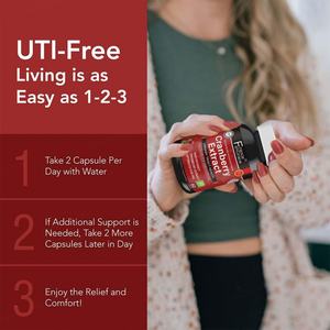 Complément d'extrait de canneberge de haute qualité pour soutenir la santé des voies urinaires chez les adultes, 60 capsules d'extrait de canneberge - Product Image 3
