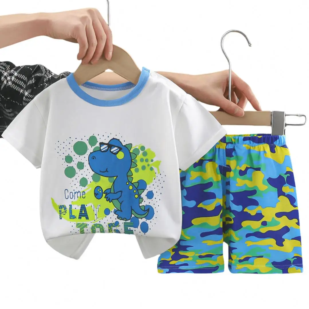 Children's Cotton Short-Sleeved And Shorts Suit Boys And Girls Summer Clothes Wholesale Boy Clothes Suits