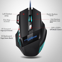 Souris optique filaire de jeu USB G6 avec 7 boutons et rétroéclairage RGB à 7 couleurs
