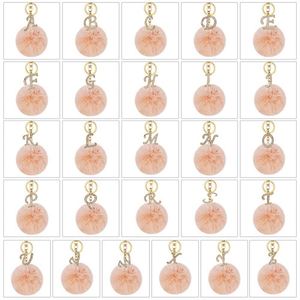 Llavero DIY de 26 letras inglesas con diamantes brillantes, bola de pelo de conejo, llavero de felpa con cristal, llavero de metal para bolso, regalo de joyería al por mayor - Product Image 2