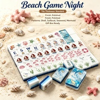 Ensemble de Mahjong Décor Nautique : Tuiles de Mahjong en Acrylique Bleu Marine, Phare, Corail, Joker – Jeu de Mahjong de Collection, Cadeau, Vente en Gros