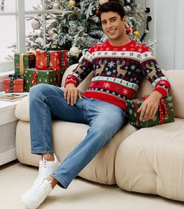 <span class=keywords><strong>Pull</strong></span> de Noël moche pour homme 100 % coton tricoté, motif renne et flocon de neige personnalisé, manches longues, pour les fêtes de fin d'année, fabrication OEM B2B - Product Image 5
