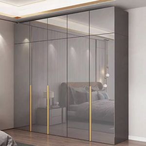 Armario <span class=keywords><strong>de</strong></span> Dormitorio <span class=keywords><strong>de</strong></span> Cinco o Seis Puertas, Diseño Minimalista <span class=keywords><strong>de</strong></span> Lujo Ligero, Madera Brillante, Pintura Ecológica - Product Image 4