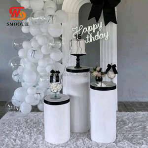 Ensemble de socles ronds blancs lisses pour mariage, socles cylindriques en métal pour gâteaux, socles ronds blancs en fer pour fête de mariage - Product Image 1