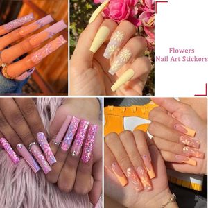 Popular Self-Adhesive 3D French Style Nail Art Decals Cross-Border Colorful <b>Flower</b> Heart <b>Stickers</b> Made of Plastic - Product Image 4