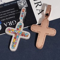 Collar con Colgante de Cruz de Moissanita de Corte Elegante y Colorido, Incrustaciones Lujosas, Unisex, Hipoalergénico, Regalo Exclusivo, Joyería Fina