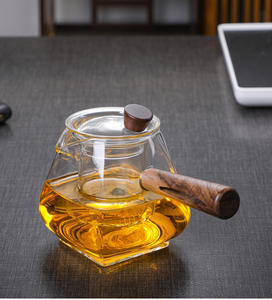 Juego de tetera de vidrio de borosilicato duradero de primera calidad, infusor con mango de madera, apto para flores/té de hojas sueltas para <span class=keywords><strong>restaurante</strong></span> en casa - Product Image 3