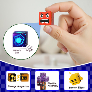 Mine World Craft Blocs de construction magnétiques carrés et bâtonnets magnétiques pour enfants, jouets, matériaux de construction magnétiques, blocs magnétiques - Product Image 4