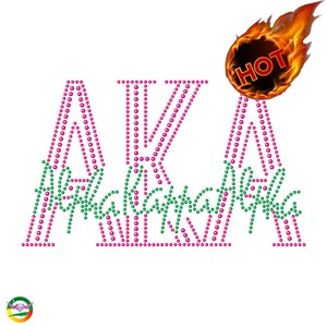 Commercio all'ingrosso rosa e verde AKA Afro Lady strass trasferimento di calore personalizzato Sorority strass ferro su motivo per T-Shirt - Product Image 6