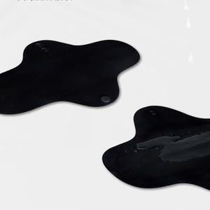 Noir pressé à chaud sans trace coton biologique serviette hygiénique lavable <span class=keywords><strong>serviettes</strong></span> hygiéniques respirant écologique protection de l'environnement - Product Image 5