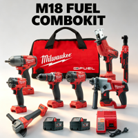 Vente flash Milwaukee FUEL : kit combiné avec moteur sans balais, ensemble multifonction avec chargeur rapide et sac de rangement pour artisans
