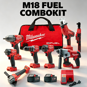 Offre Spéciale : <span class=keywords><strong>Kit</strong></span> Combo <span class=keywords><strong>Milwaukee</strong></span> <span class=keywords><strong>M18</strong></span> FUEL avec Moteur Sans Balais, Ensemble Multifonctionnel avec Chargeur Rapide et Sac de Rangement pour Artisans - Product Image 1
