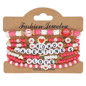 Bracciale di san valentino Love Soft ceramic Beaded bracciale regalo multistrato elastico per gioielleria all'ingrosso - Product Image 4