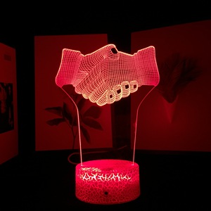 Sevgililer Günü Hediyesi Gece Lambası Oda Dekorasyonu Işıkları Akrilik El Sıkıştırmalı Beyaz 3D Akrilik Gece Lambası Fabrika Toptan Satış Dropship - Product Image 2