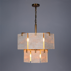 Natural Travertine Chandelier Modern 2-Tier Stone Pendant Light Hanging <b>Lighting</b> for Hotel & Restaurant <b>Decor</b> Living Room - Product Image 5