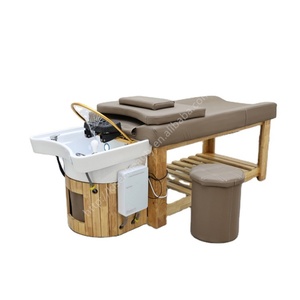 Lit de lavage capillaire en bois personnalisé Kisen pour soins du visage, spa capillaire et thérapie de la tête, fumigé, en promotion - Product Image 1