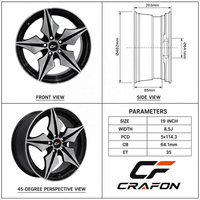 Jantes en alliage forgé CF 17 18 19 pouces 5x114.3 PCD compatibles avec Honda Civic Type R FK8 FL5 FK2 FD2 Si Custom ODM Hub