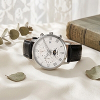 Nouvelle montre à quartz de luxe tendance, bracelet en cuir de 20 mm, verre lumineux, résistance à l'eau 3 ATM, pour homme