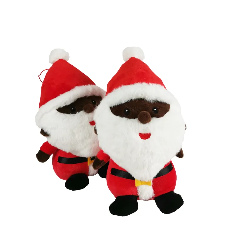 Noël noir père noël peluche décoration en gros africain noir père noël peluche tissu doux père noël peluche jouet