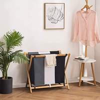 Wasmand 3 vakken sac à linge pliable panier en gros durable waschekorb 3 compartiments de facher vêtements toile panier à linge