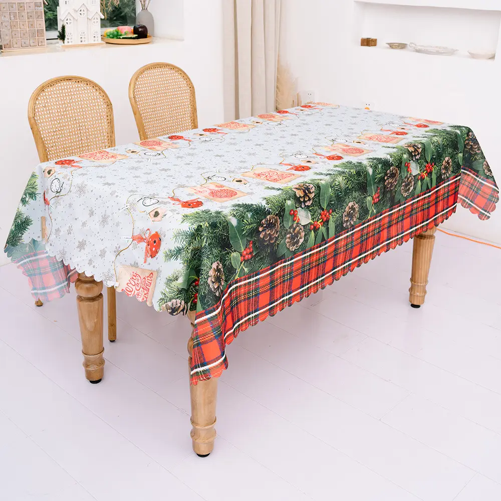 Latest design rectangular table cloth christmas printing tablecloth polyester tablecloth
