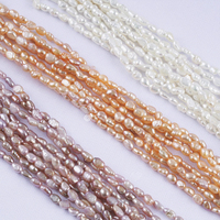Perles d'eau douce irrégulières de qualité AA en forme de riz, prix attractif, brins de perles en vrac 3-4mm 18cm, bracelet de perles pour femme