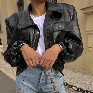 <span class=keywords><strong>2022</strong></span> <span class=keywords><strong>2023</strong></span> Otoño <span class=keywords><strong>Invierno</strong></span> nueva mujer moda Color sólido Sexy solapa manga larga Casual cremallera PU abrigo de cuero - Product Image 1