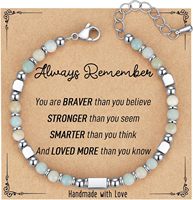 Bracelet en perles de pierre naturelle bohème en gros avec carte inspirante, 12 couleurs, unisexe
