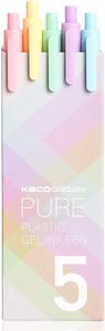 Bolígrafos de Gel Retráctiles KACO Soft Touch, Punta Fina de 0.5 mm (Colores Macaron, Paquete de 5 con Tinta de Color) - Product Image 2