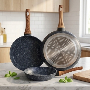 Set di 3 Padelle Antiaderenti in Granito Wellhouse, Adatte al Forno, con Manico in Legno Rimovibile Resistente al Calore - Product Image 2