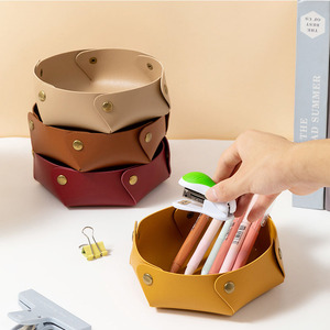 Có thể gập lại xúc xắc lục giác Khay hộp PU da máy tính để bàn lưu trữ Hộp gấp hình lục giác đồng xu vuông khay xúc xắc trò chơi lưu trữ khay chủ - Product Image 6