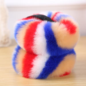 可愛い虹の暖かいぬいぐるみウサギの毛の耳のマフ可愛い虹の暖かいぬいぐるみ - Product Image 1