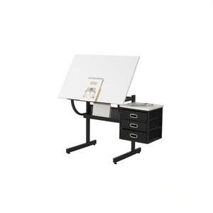 Db Adjustable <b>Drafting</b> Table With 3 Drawers For Drawing <b>Supplies</b> Model D0100H7H91P - Product Image 1