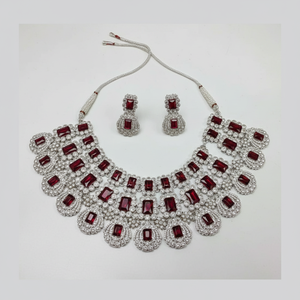 Ensemble de bijoux en plaqué argent avec pierre de cristal pour les mariées - Product Image 2
