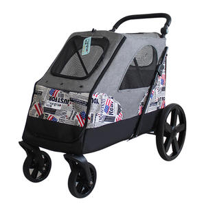 Lüks evcil hayvan arabası 4 tekerlekler büyük boy ayarlanabilir katlanabilir lüks evcil hayvan kafesi seyahat çantası yıkanabilir lüks <span class=keywords><strong>PET</strong></span> taşıma çantası - Product Image 3